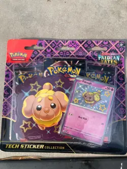 Pokemon TCG Paldean Fates Tech Sticker Collection Fidough 3-Pack - Image 1