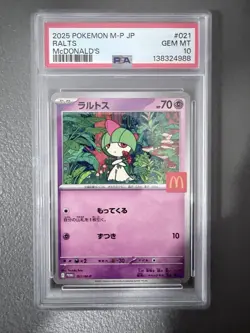2025 POKEMON JAPANESE M-P PROMO MCDONALD'S #021 RALTS PSA 10 - Image 1