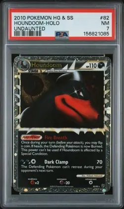 2010 POKEMON HEARTGOLD & SOULSILVER UNDAUNTED #82 HOUNDOOM-HOLO PSA 7 - Image 1