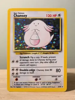 Chansey 3/102 Base Set Holo Rare English 1999 Unlimited Pokemon TCG 120 HP - Image 1