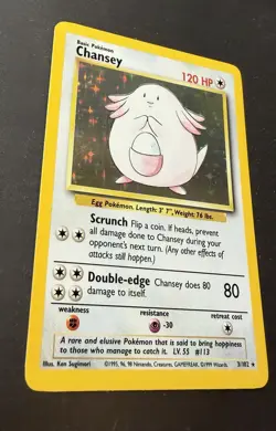 Chansey 3/102 Base Set Holo Rare English 1999 Unlimited Pokemon TCG 120 HP - Image 4