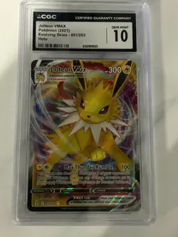 Pokemon Jolteon VMAX 051/203 Swsh07: Evolving Skies Holo CGC 10 - Image 1