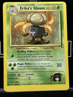 💥 Erika's Gloom Gym Heroes Regular # 45/132 Pokemon 2000 Vintage MISCUT - Image 3