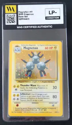 WAG Certified Lp- 1999 Pokemon Magneton 9/102 Base Set Unlimited Vintage Tcg - Image 1