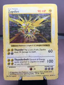 Pokemon TCG Zapdos 16/102 Base Set Shadowless Holo Rare VTG WOTC 1999 HP/DMG - Image 1