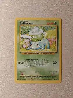Pokemon TCG Bulbasaur Base Set 44/102 Common Card 1999 Vintage WOTC LP - Image 1