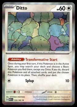 Ditto 132/165 Rare 151 Pokemon Holo Near Mint - Image 1
