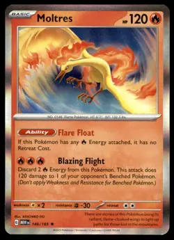 Moltres 146/165 Rare 151 Pokemon Holo Near Mint - Image 1