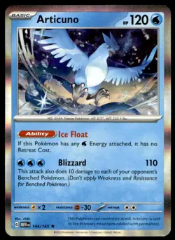 Articuno 144/165 Rare 151 Pokemon Holo Lightly Played - Image 1