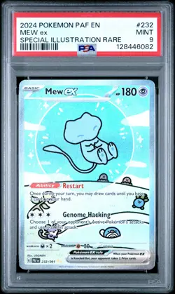 2024 POKEMON PAF EN-PALDEAN FATES SPECIAL ILLUSTRATION RARE #232 MEW EX PSA 9 - Image 1