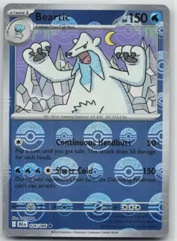 NM Beartic (Poke Ball Pattern) 026/086 Holo Rare Black Bolt Pokemon - Image 1