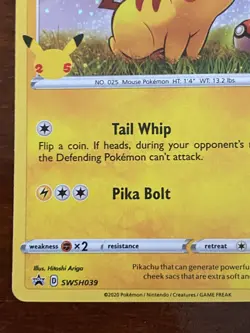 2020 Pikachu Tail Whip Pokemon Card Holographic Foil Unplayed Excellent - Image 5