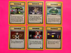 LOT OF 6 POKEMON CARDS -TRAINER CARDS BASE SET VINTAGE CARDS GOOD ONES 2 HOLO!! - Image 1