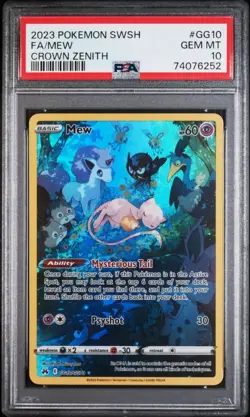 2023 Pokemon Full Art Mew Crown Zenith GG10 PSA 10 - Image 1