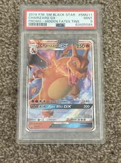 PSA 9 Charizard GX SM211 Pokemon Hidden Fates Tin Promo SM Black Star 2019 - Image 1