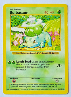 Pokemon TCG: Bulbasaur Base Set Shadowless #44/102 MP - Image 1