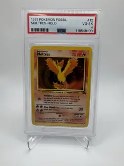 1999 POKEMON FOSSIL #12 MOLTRES-HOLO PSA 4 - Image 1
