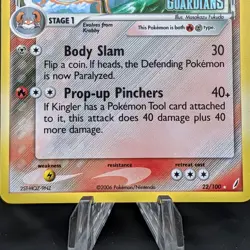 Pokemon Kingler EX Crystal Guardians 22/100 Reverse Holo Delta Species LP ⭐ - Image 2