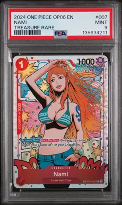 2024 One Piece Nami Treasure Rare ST01-007 English PSA 9 Mint - Image 1