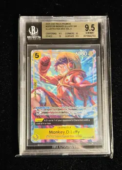 2025 One Piece Promos OP07-109 Monkey D Luffy Illustration Box V3 BGS 9.5 w/10s - Image 1