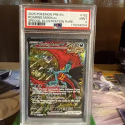 Pokemon TCG PSA 9 Roaring Moon ex 162/131 Sv: Prismatic Evolutions SIR Holo EN - Image 1
