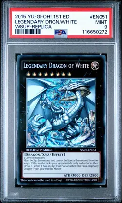 2015 Yu-Gi-Oh! WSUP-Replica Legendary Dragon Of White 1st Ed #EN051 PSA 9 MINT - Image 1