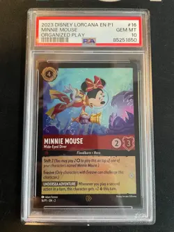 DISNEY LORCANA MINNIE MOUSE- WIDE-EYED DIVER PSA 10 ENGLISH PROMO P1 2023 - Image 1