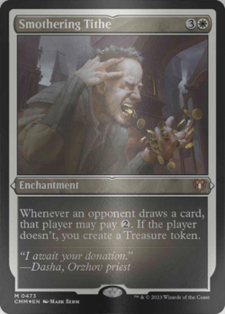 1x FOIL ETCHED Smothering Tithe Commander Masters NM MTG - Image 1
