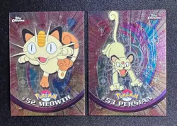 2000 Topps Chrome Pokemon Series 1 Meowth Persian Evo Line 52 53 - Image 1