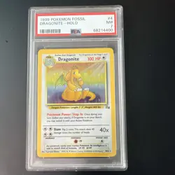1999 Pokemon Fossil Dragonite - Holo PSA Graded 7 #4/62 - Image 1