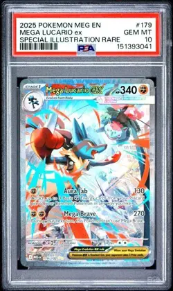 2025 POKEMON: MEGA LUCARIO EX, #179, MEGA EVOLUTION, PSA 10 - Image 1