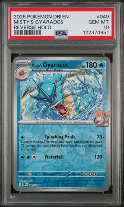 2025 POKEMON DRI EN-DESTINED RIVALS #049 MISTY'S GYARADOS REVERSE HOLO - PSA 10 - Image 1