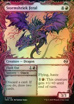 MTG Stormshriek Feral // Flush Out Showcase Foil ** Tarkir: Dragonstorm ** En - Image 1