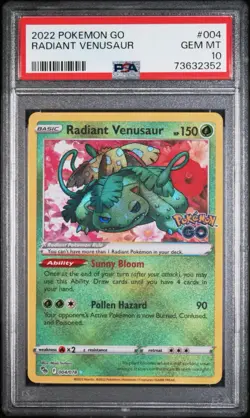 Pokemon TCG PSA 10 Radiant Venusaur 004/078 Pokemon Go (English / GEM MT) - Image 1