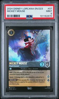 2024 DISNEY LORCANA EN D23-D23 EXPO PROMO MICKEY MOUSE - PLAYFUL SORCERER PSA 9 - Image 1
