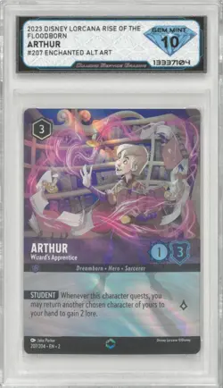 Disney Lorcana ARTHUR WIZARDS APPRENTICE #207 Enchanted 💎 DSG 10 Gem Mint - Image 1