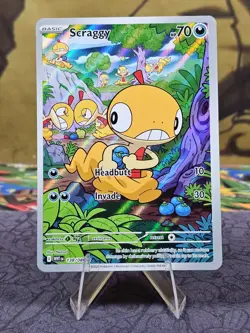 Pokemon TCG Scraggy 138/086 Sv: White Flare Illustration Rare Holo Card NM- - Image 1