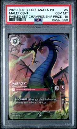 Maleficent - Monstrous Dragon (Store Set Championship) PSA 10 Lorcana Prize Card - Image 1