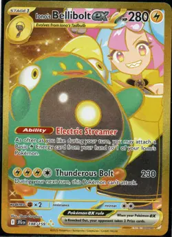Pokemon TCG Ionos Bellibolt ex 188/159 Journey Together Gold Hyper Rare Card NM - Image 1