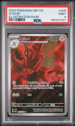 2023 Pokemon Scizor #205 PSA 9 MINT Illustration Rare OBF Obsidian Flames - Image 1