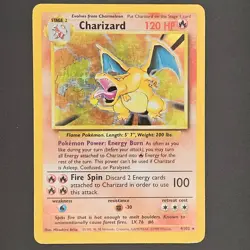 1999 Pokemon Base Set Charizard 4/102 Holo Rare Unlimited Raw MP WOTC - Image 1