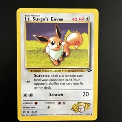 Pokemon TCG Lt. Surge's Eevee 51/132 Gym Challenge NM - Image 1