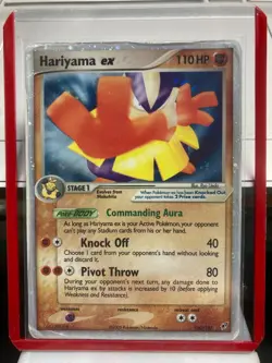 2005 Vintage Pokemon Hariyama ex 100/107 Deoxys Ultra Rare Holo Heavily-Used - Image 1