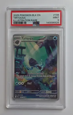 Tirtouga 2025 Pokemon Black English Illustration Rare #106 PSA 9 MINT - Image 1