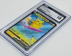 CGC 10 Gem Mint Surfing Pikachu V Full Art 008/025 Pokemon Celebrations 2021 - Image 3
