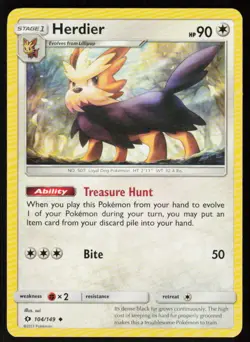 Herdier 104/149 Uncommon SM Base Set Pokemon Near Mint - Image 1