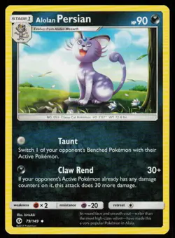 Alolan Persian 79/149 Uncommon SM Base Set Pokemon Near Mint - Image 1