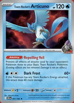 Team Rocket's Articuno 051/182 Pokemon SV10: Destined Rivals Holo Rare 2025 NM - Image 1
