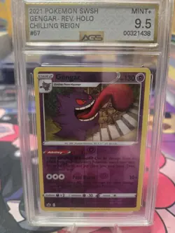 😈AGC 9.5- 2021 POKEMON SWORD & SHIELD CHILLING REIGN 057 GENGAR REVERSE HOLO😈 - Image 1