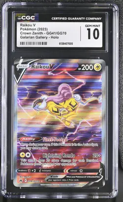 Raikou V GG41/GG70 Galarian Gallery Holo Crown Zenith Pokemon CGC 10 Gem Mint - Image 1